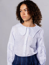 Immaculate Vegan - No More Nobody HABIBA BLOUSE <br> Organic Linen Blue