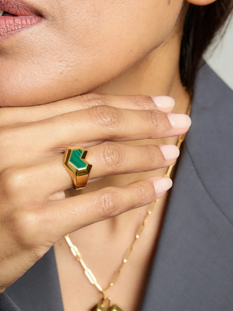 No More Nobody DARYL RING <br> 18k Gold Plated - Malachite