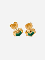 Immaculate Vegan - No More Nobody DARYL STUDS <br> 18k Gold Plated - Malachite