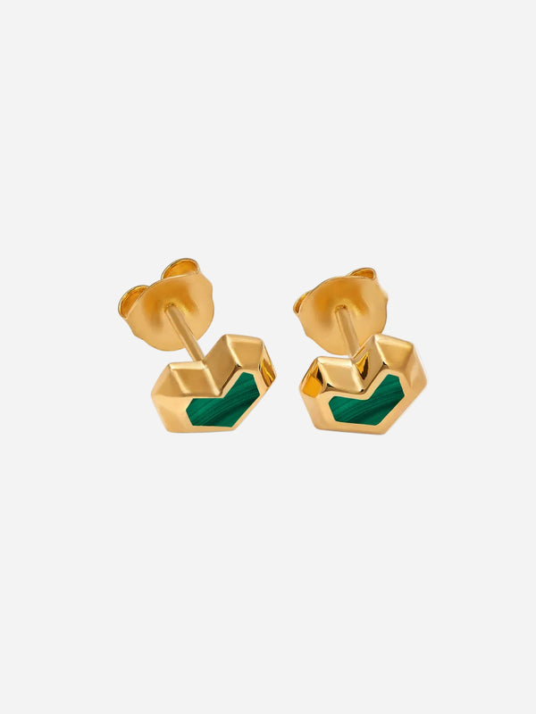 No More Nobody DARYL STUDS <br> 18k Gold Plated - Malachite