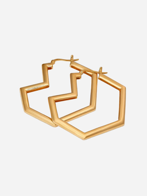 No More Nobody DARYL HOOPS <br> 18k Gold Plated one size