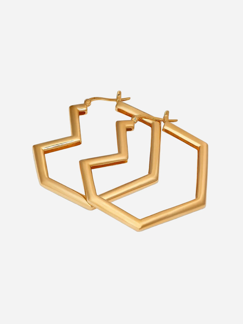 No More Nobody DARYL HOOPS <br> 18k Gold Plated one size