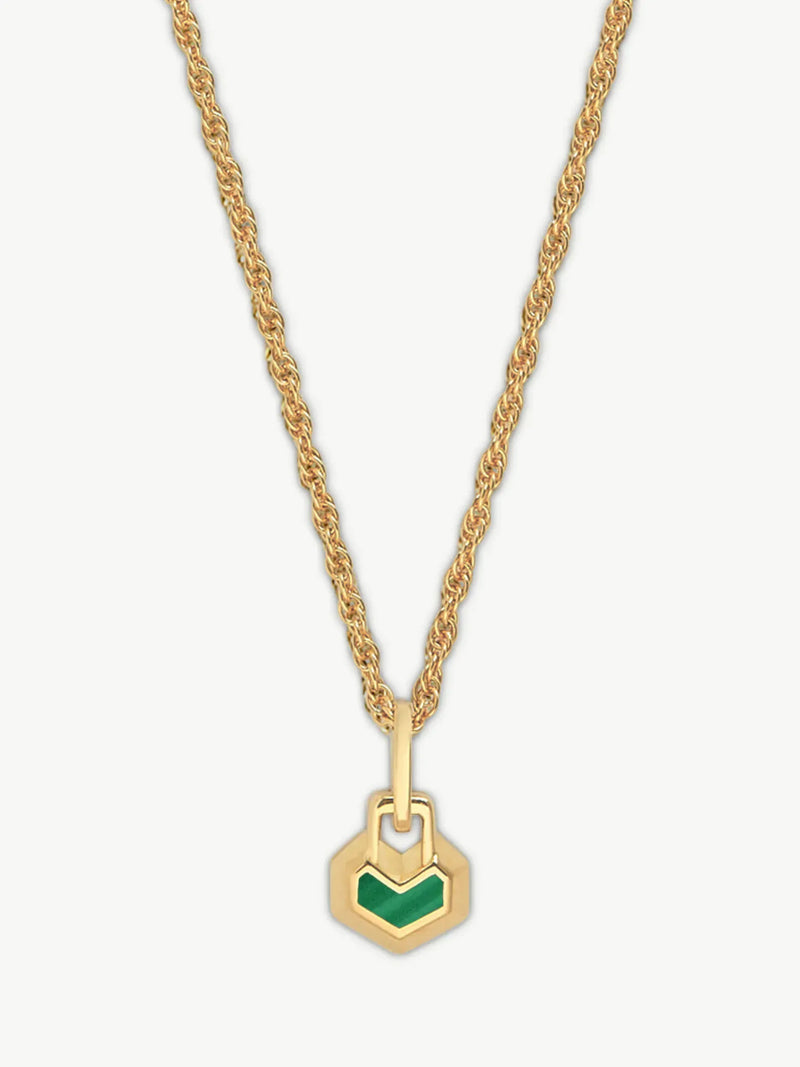 No More Nobody DARYL MINI NECKLACE <br> 18k Gold Plated - Malachite