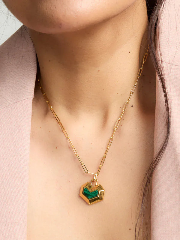 No More Nobody DARYL NECKLACE <br> 18k Gold Plated - Malachite