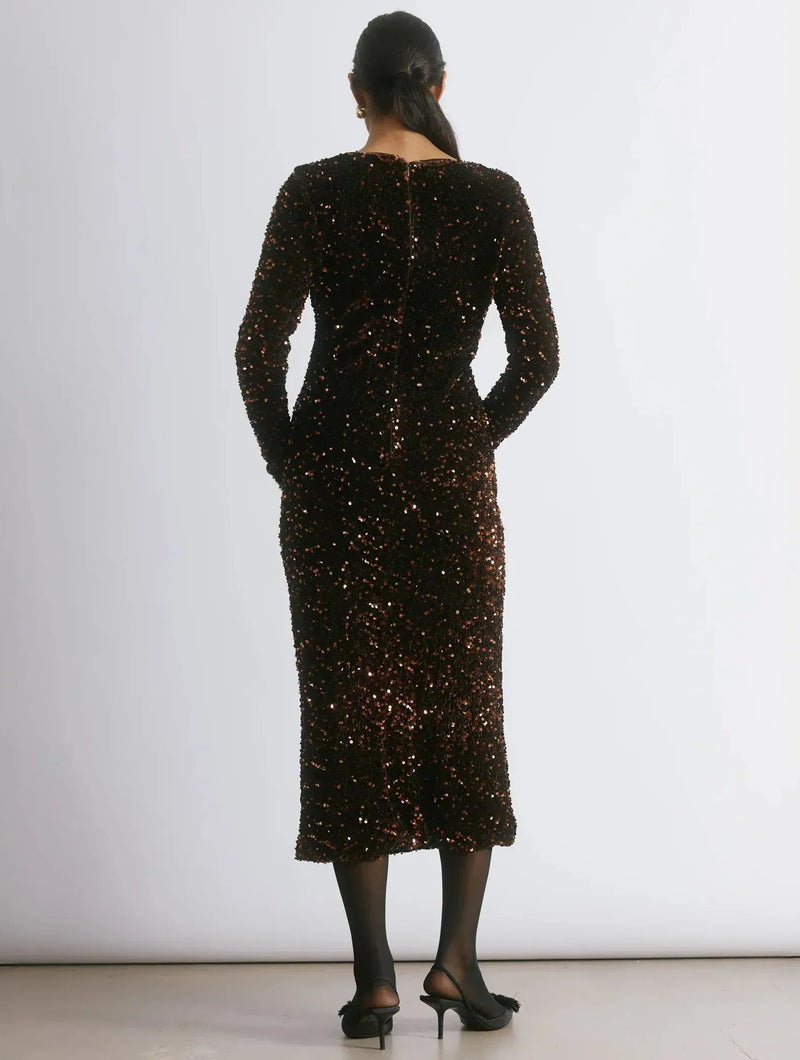 Albaray Velvet & Sequin Square Neck Dress
