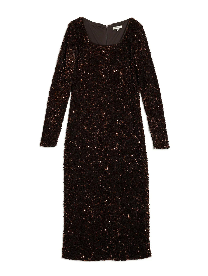 Albaray Velvet & Sequin Square Neck Dress