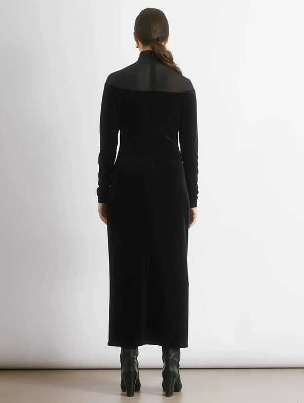 Albaray Black Mesh & Velvet Midi Dress