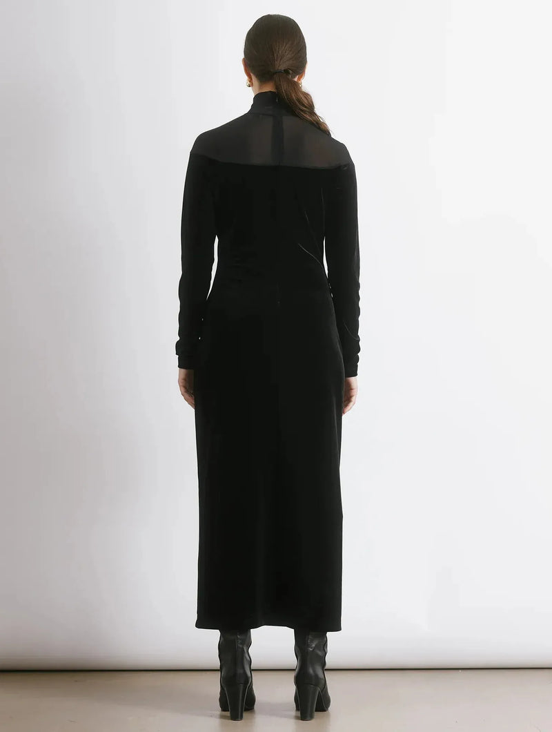 Albaray Black Mesh & Velvet Midi Dress