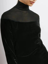 Immaculate Vegan - Albaray Black Mesh & Velvet Midi Dress