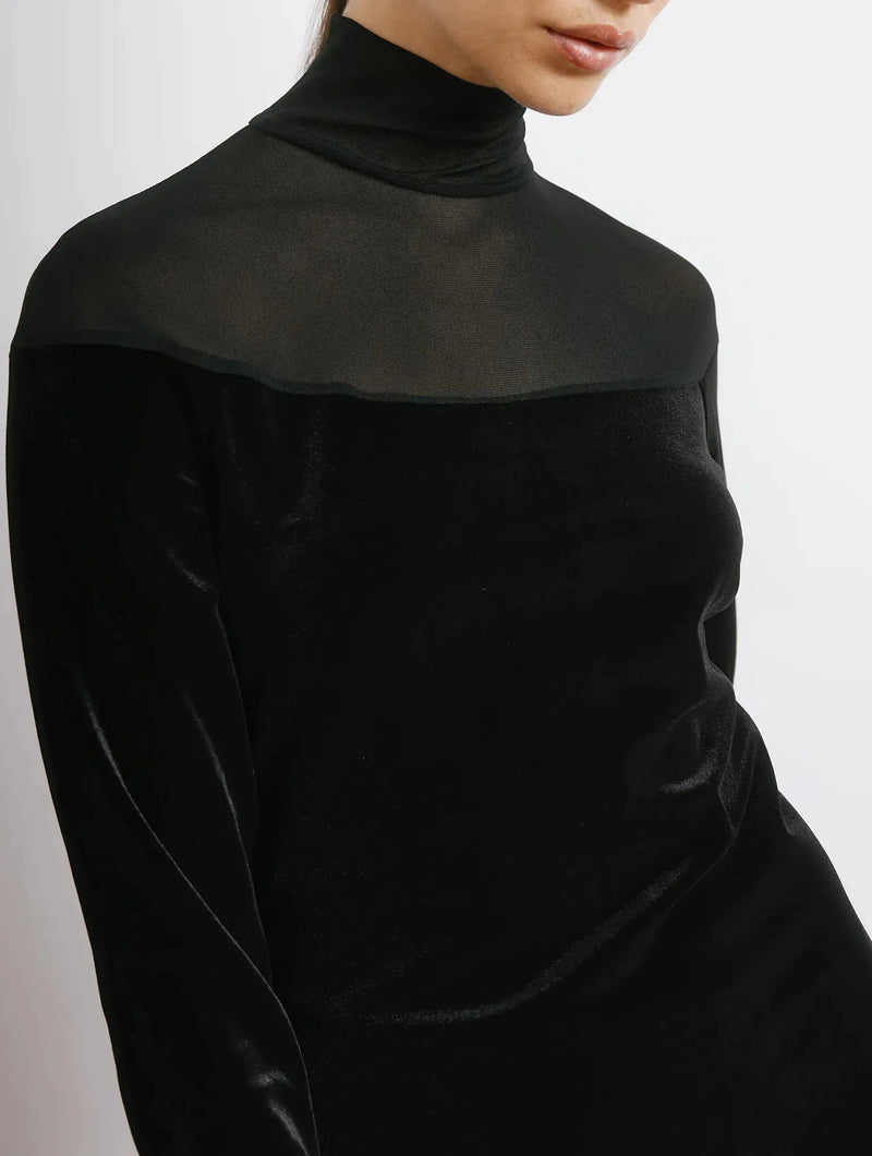 Albaray Black Mesh & Velvet Midi Dress