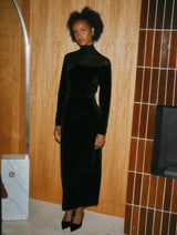 Immaculate Vegan - Albaray Black Mesh & Velvet Midi Dress