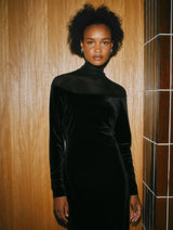 Immaculate Vegan - Albaray Black Mesh & Velvet Midi Dress