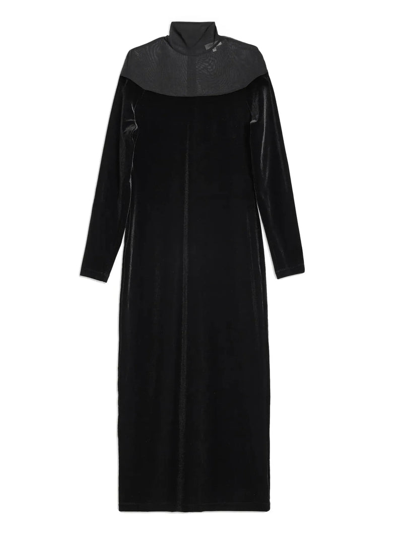 Albaray Black Mesh & Velvet Midi Dress