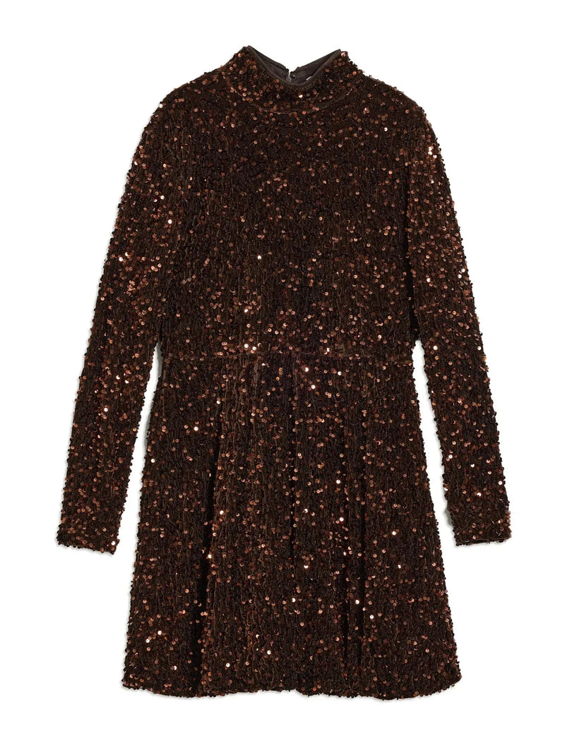 Albaray Velvet & Sequin Puff Ball Short Dress