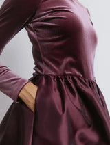 Immaculate Vegan - Albaray Burgundy Velvet & Taffeta Bardot Dress