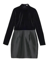 Immaculate Vegan - Albaray Velvet & Taffeta Funnel Neck short Dress