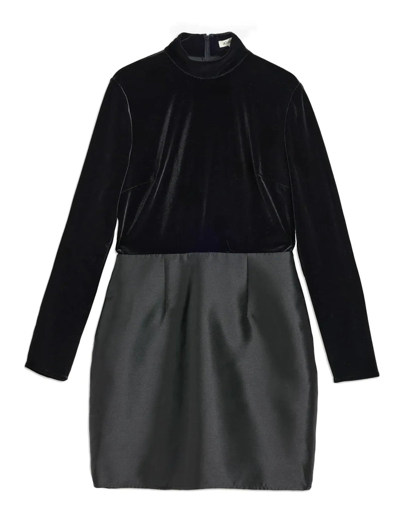 Albaray Velvet & Taffeta Funnel Neck short Dress