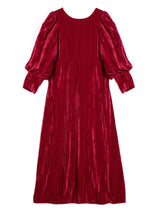 Immaculate Vegan - Albaray Crushed Deep Red Velvet Midi Dress