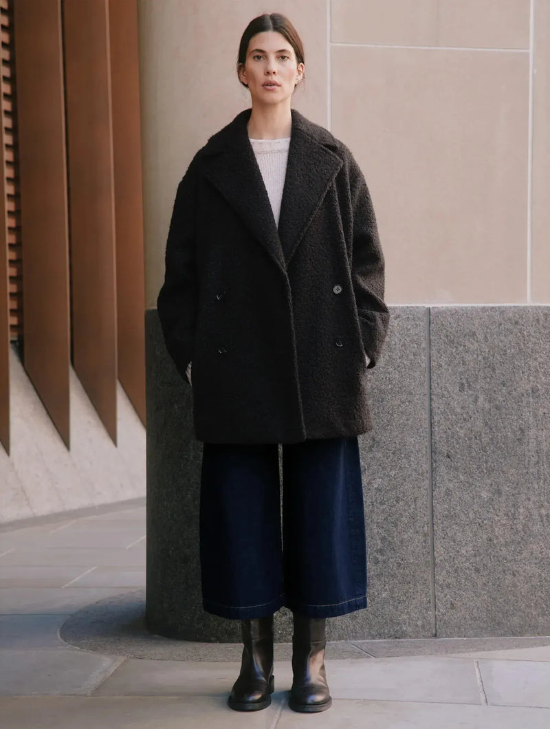 Albaray Chocolate Curly Double Breasted Coat