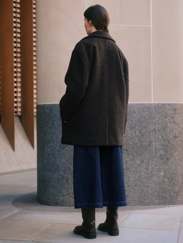 Albaray Chocolate Curly Double Breasted Coat