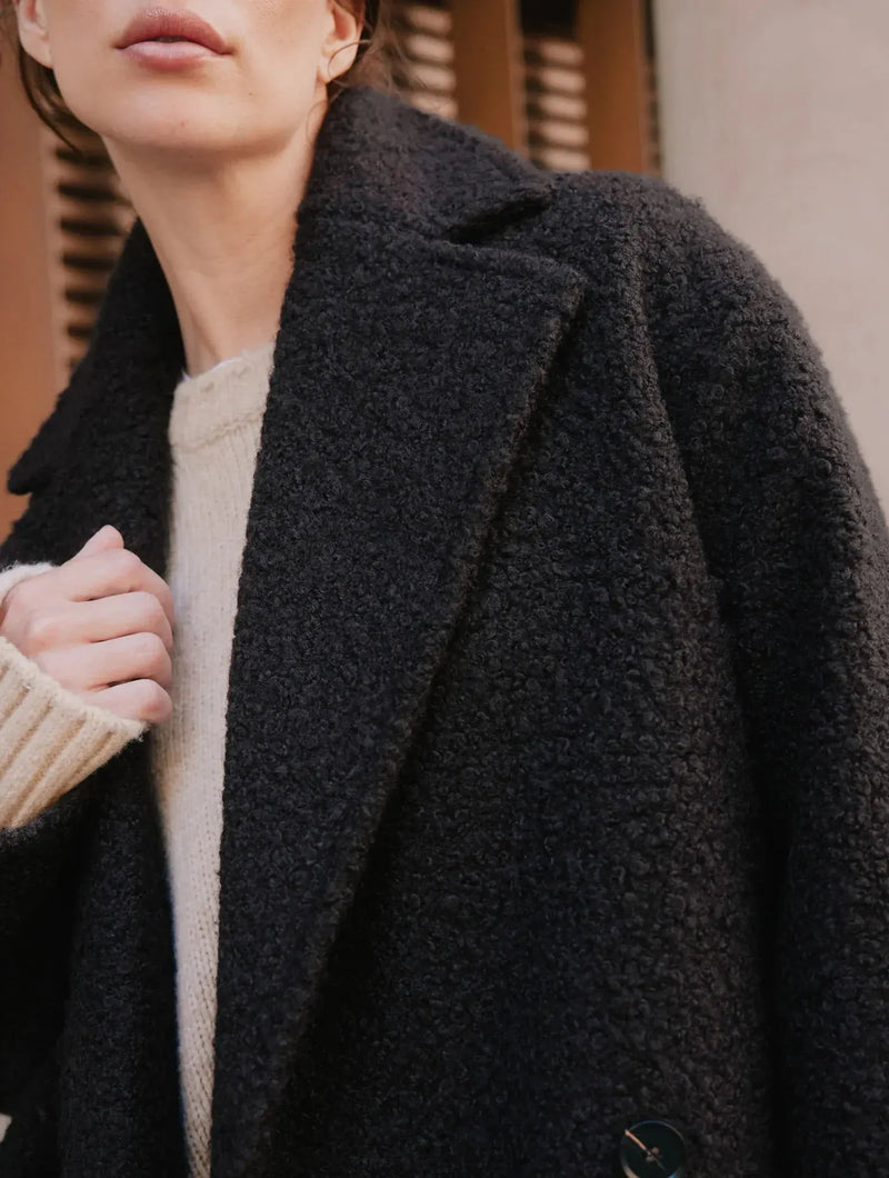 Albaray Chocolate Curly Double Breasted Coat