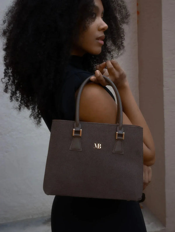 Melina Bucher Bailey Vegan Suede Tote Bag | Coffee