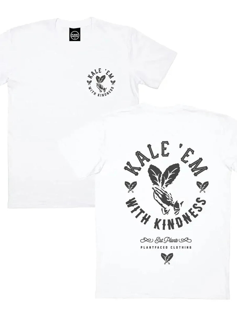 Plant Faced Clothing Kale 'Em With Kindness - White T-Shirt XS
