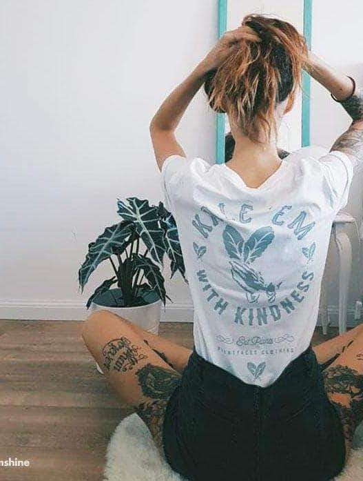 Plant Faced Clothing Kale 'Em With Kindness - White T-Shirt