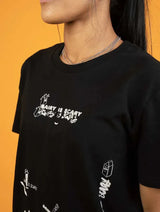 Immaculate Vegan - Plant Faced Clothing Dairy Is Scary Graffiti Collage Print - Black T-Shirt