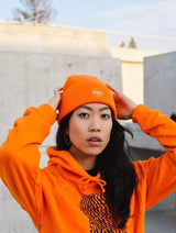 Immaculate Vegan - Plant Faced Clothing Illusions Hoodie - Stop Eating Animals - Alarm Orange