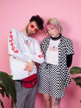 Immaculate Vegan - Plant Faced Clothing Eat Plants Goth Flames - Long Sleeve - White