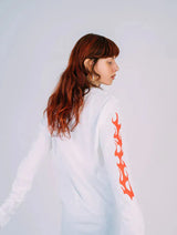 Immaculate Vegan - Plant Faced Clothing Eat Plants Goth Flames - Long Sleeve - White