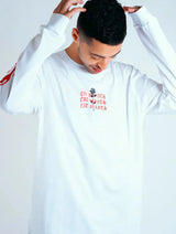 Immaculate Vegan - Plant Faced Clothing Eat Plants Goth Flames - Long Sleeve - White