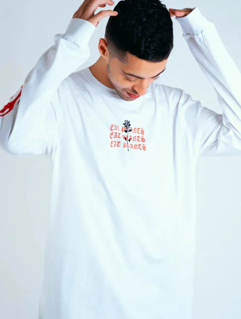Plant Faced Clothing Eat Plants Goth Flames - Long Sleeve - White