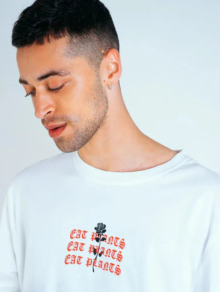 Plant Faced Clothing Eat Plants Goth Flames - Long Sleeve - White