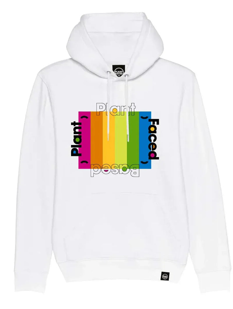 Plant Faced Clothing Plant Based Rainbow Hoodie - White