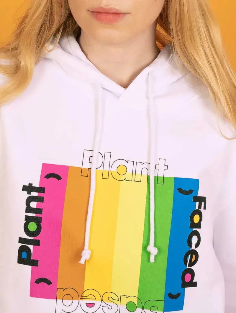 Plant Faced Clothing Plant Based Rainbow Hoodie - White