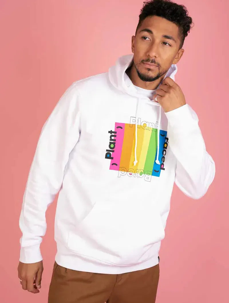 Plant Faced Clothing Plant Based Rainbow Hoodie - White