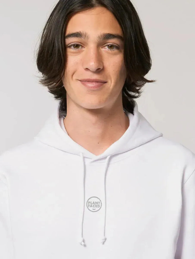Plant Faced Clothing The Classics Hoodie - Embroidered Logo - Frost White - ORGANIC X RECYCLED