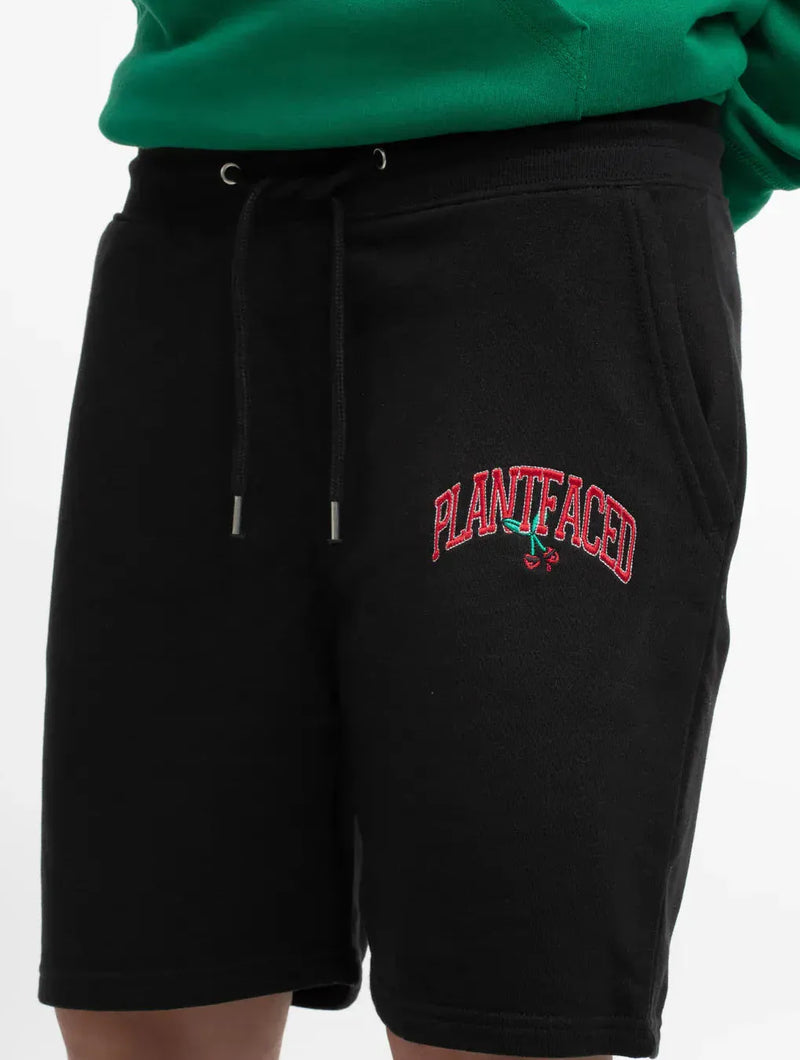 Plant Faced Clothing Unisex Cherry Cotton Jogger Shorts | Black