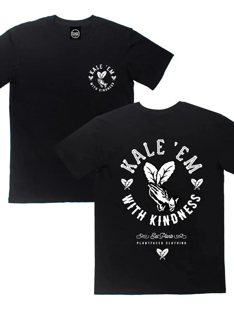 Plant Faced Clothing Kale 'Em With Kindness - Black T-Shirt XS