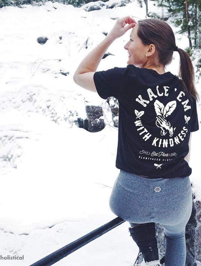 Plant Faced Clothing Kale 'Em With Kindness - Black T-Shirt