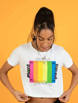 Immaculate Vegan - Plant Faced Clothing Plant Based Rainbow - White Crop Top