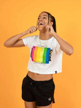 Immaculate Vegan - Plant Faced Clothing Plant Based Rainbow - White Crop Top