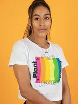 Immaculate Vegan - Plant Faced Clothing Plant Based Rainbow - White Crop Top