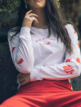 Immaculate Vegan - Plant Faced Clothing Eat Plants Scattered Roses - Long Sleeve - White