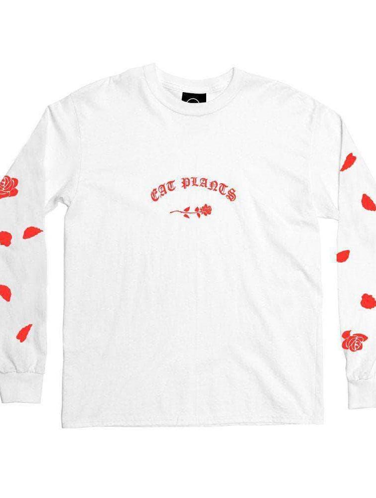 Plant Faced Clothing Eat Plants Scattered Roses - Long Sleeve - White XS