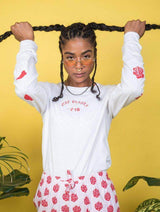 Immaculate Vegan - Plant Faced Clothing Eat Plants Scattered Roses - Long Sleeve - White