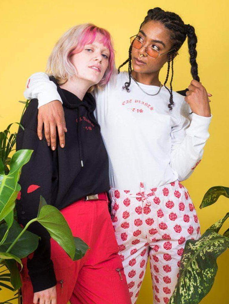 Plant Faced Clothing Eat Plants Scattered Roses - Long Sleeve - White