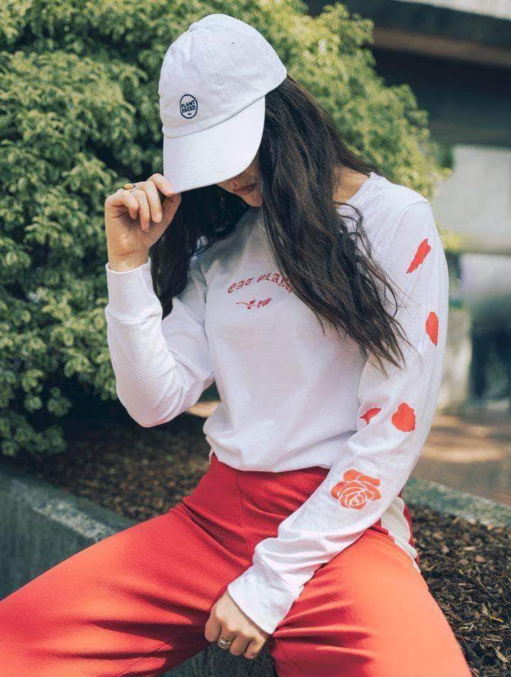 Plant Faced Clothing Eat Plants Scattered Roses - Long Sleeve - White